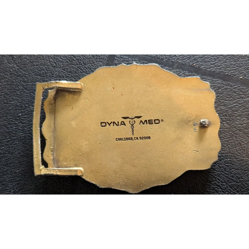 Vintage Emergency Medical Technician EMT‎ Brass Belt Buckle Dyna Med Carlsbad CA